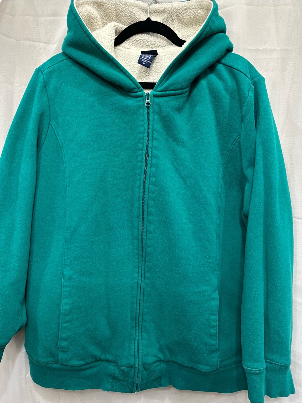 Basic Editions Teal Sherpa-Lined Zip Hoodie
